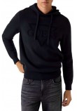 GUESS JOBY HOODIE FRENCH TERRY SWTR ΜΠΛΟΥΖΑ ΠΛΕΚΤΗ ΑΝΔΡΙΚΗ BLACK