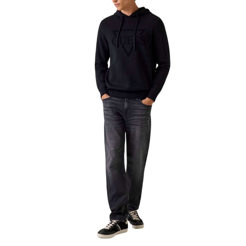 GUESS JOBY HOODIE FRENCH TERRY SWTR ΜΠΛΟΥΖΑ ΠΛΕΚΤΗ ΑΝΔΡΙΚΗ BLACK