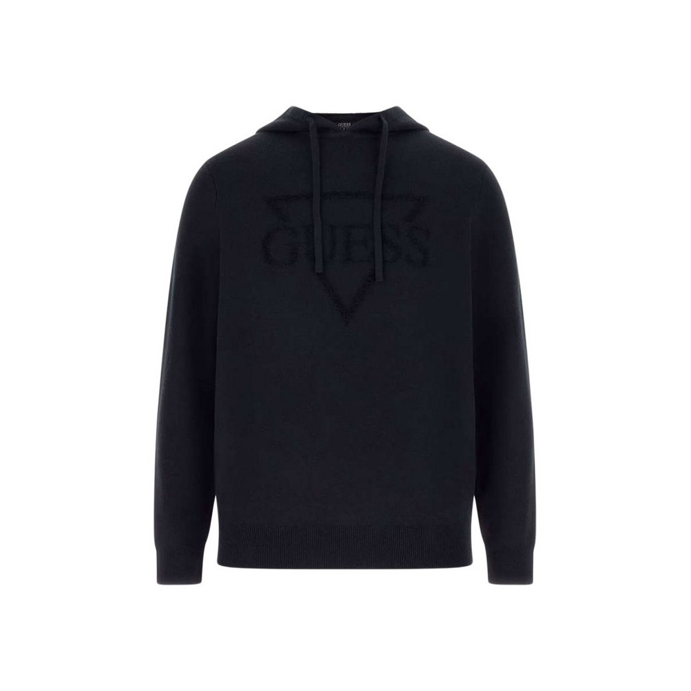 GUESS JOBY HOODIE FRENCH TERRY SWTR ΜΠΛΟΥΖΑ ΠΛΕΚΤΗ ΑΝΔΡΙΚΗ BLACK