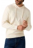 GUESS JOBY HOODIE FRENCH TERRY SWTR ΜΠΛΟΥΖΑ ΠΛΕΚΤΗ ΑΝΔΡΙΚΗ ECRU