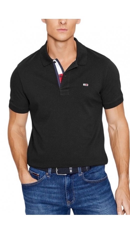 TOMMY JEANS SLIM PLACKET POLO T-SHIRT ΜΠΛΟΥΖΑ ΑΝΔΡΙΚΗ BLACK