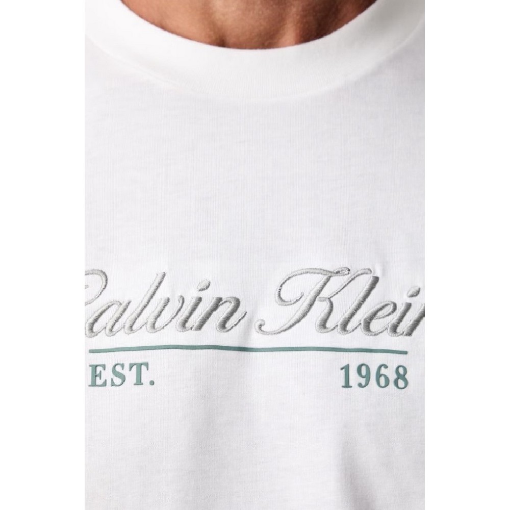 CALVIN KLEIN JEANS 20S CALVIN RSRT CURSIVE GRAPH T-SHIRT ΜΠΛΟΥΖΑ ΑΝΔΡΙΚΗ BRIGHT WHITE