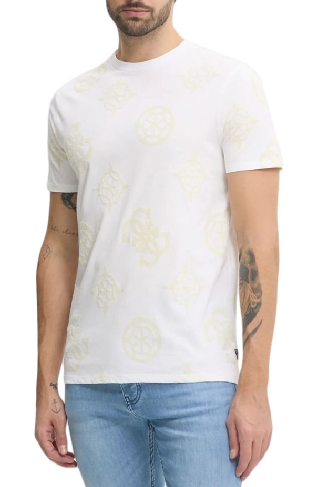 GUESS SS BSC GUESS PEONY PRINT TEE T-SHIRT ΜΠΛΟΥΖΑ ΑΝΔΡΙΚΗ WHITE