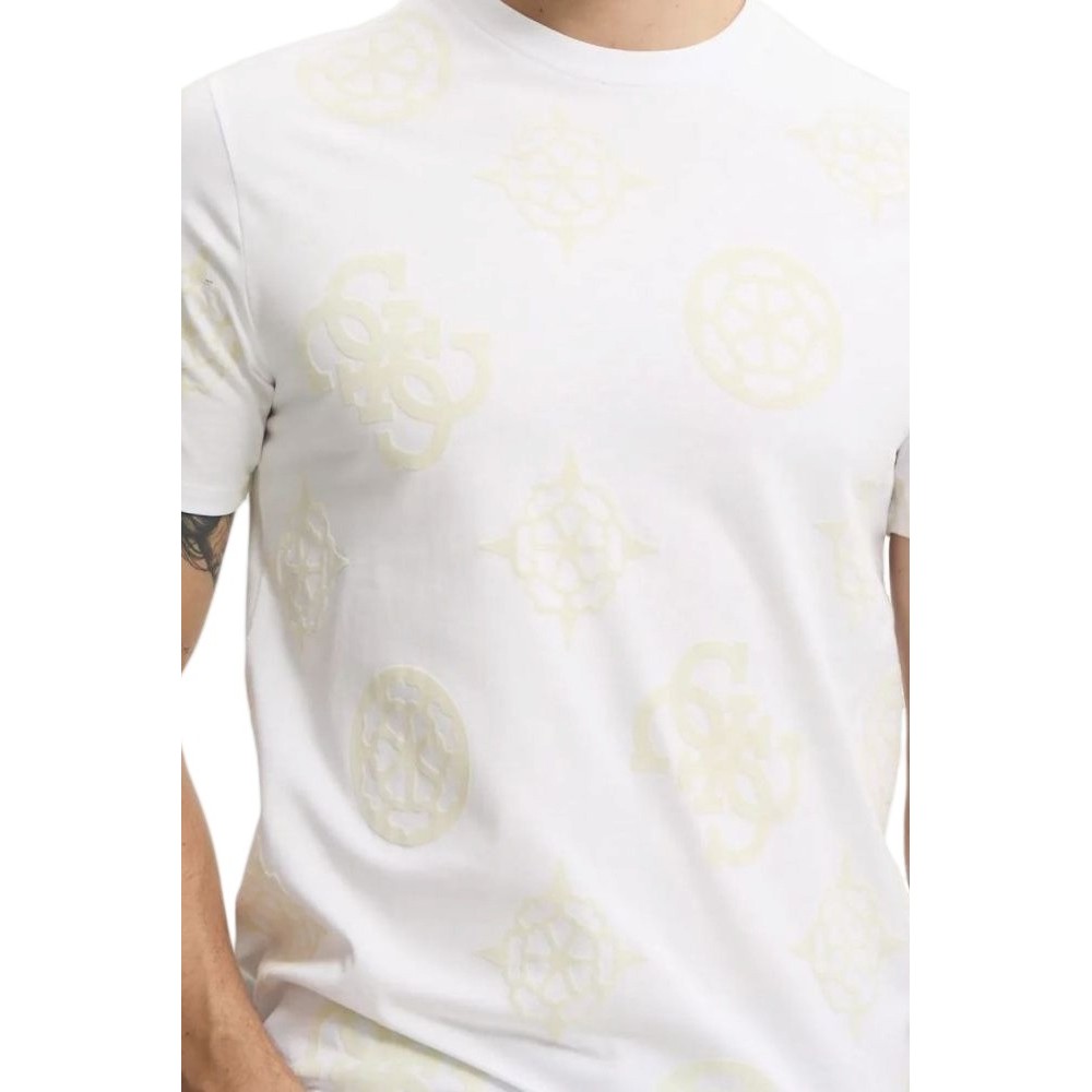 GUESS SS BSC GUESS PEONY PRINT TEE T-SHIRT ΜΠΛΟΥΖΑ ΑΝΔΡΙΚΗ WHITE