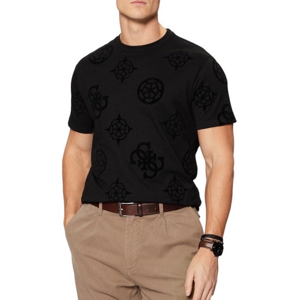 GUESS SS BSC GUESS PEONY PRINT TEE T-SHIRT ΜΠΛΟΥΖΑ ΑΝΔΡΙΚΗ BLACK