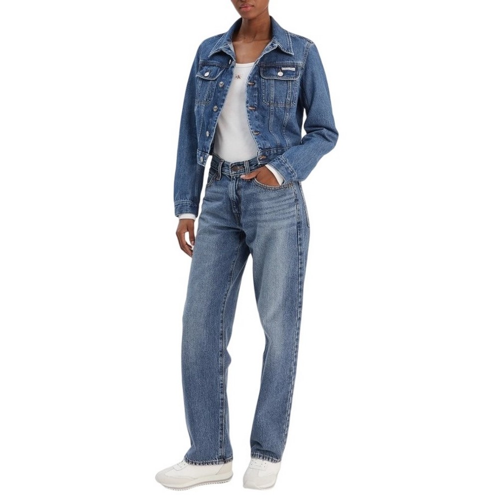 CALVIN KLEIN JEANS CROPPED 90S DENIM JACKET INDIGO ΜΠΟΥΦΑΝ ΓΥΝΑΙΚΕΙΟ INDIGO