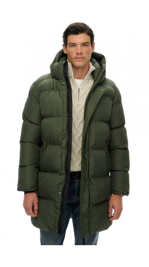 SUPERDRY D2 SDSW HOODED SPORTS PUFFER MID JKT ΜΠΟΥΦΑΝ ΑΝΔΡΙΚΟ GREEN