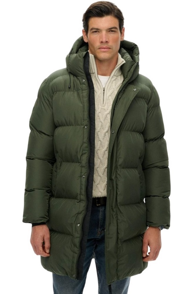 SUPERDRY D2 SDSW HOODED SPORTS PUFFER MID JKT ΜΠΟΥΦΑΝ ΑΝΔΡΙΚΟ GREEN