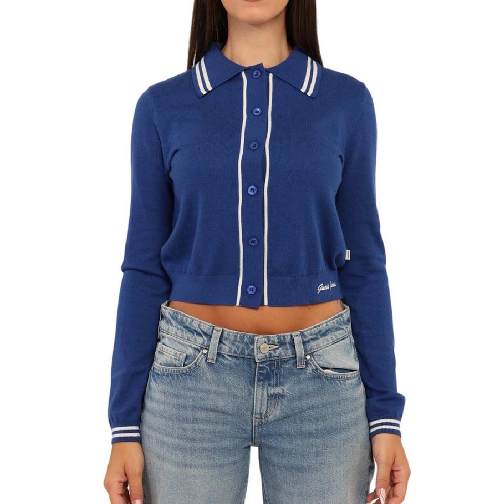 GUESS JEANSLS POLO GUESS J EMB SWTR ΖΑΚΕΤΑ ΓΥΝΑΙΚΕΙΑ BLUE