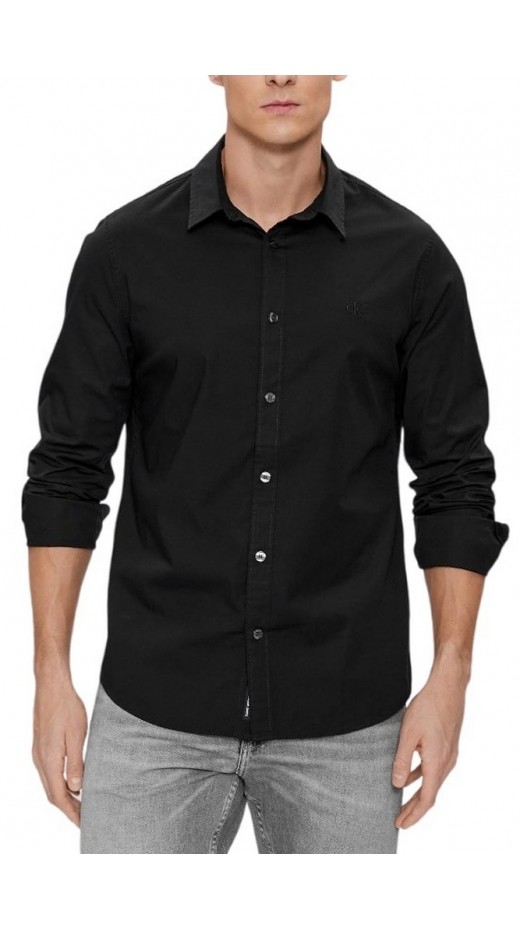 CALVIN KLEIN JEANS SLIM STRETCH SHIRT ΠΟΥΚΑΜΙΣΟ ΑΝΔΡΙΚΟ BLACK