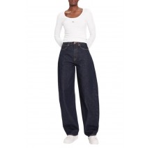 CALVIN KLEIN LS WOVEN LABEL 2X2 RIB SCOOP NEC ΜΠΛΟΥΖΑ ΓΥΝΑΙΚΕΙΑ WHITE