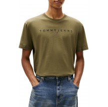 TOMMY JEANS REG LINEAR LOGO TEE EXT T-SHIRT ΜΠΛΟΥΖΑ ΑΝΔΡΙΚΗ KHAKI