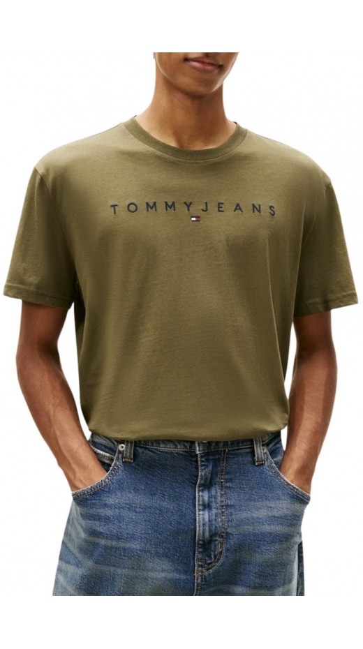 TOMMY JEANS REG LINEAR LOGO TEE EXT T-SHIRT ΜΠΛΟΥΖΑ ΑΝΔΡΙΚΗ KHAKI