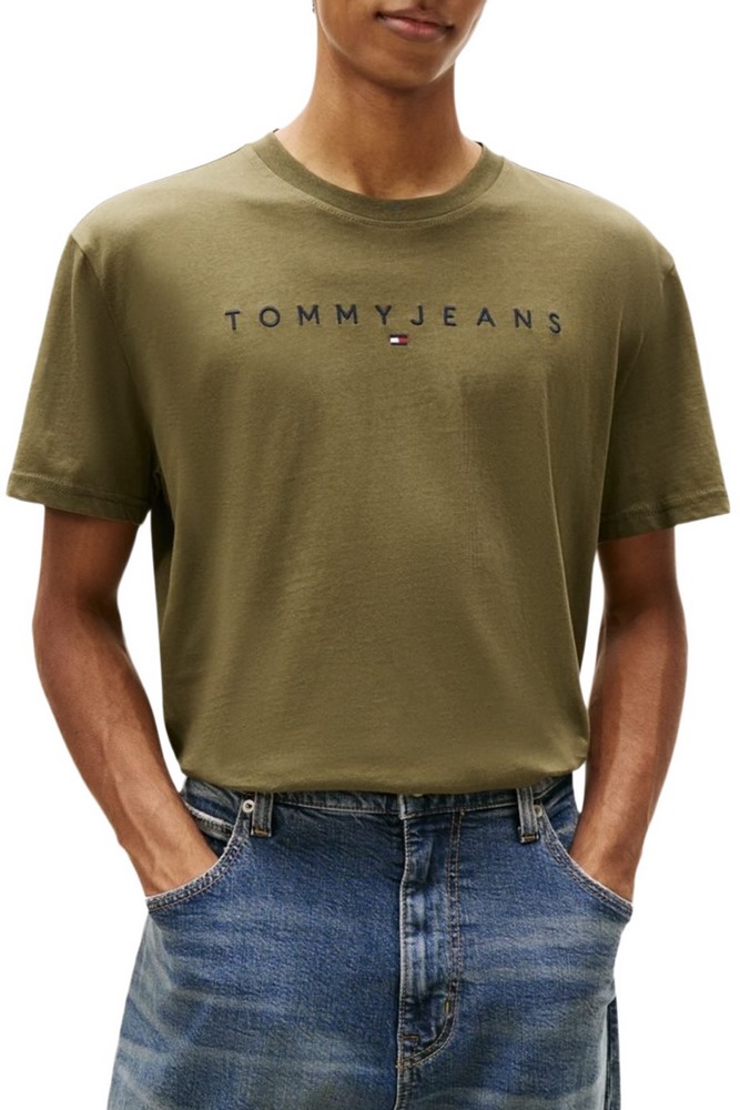 TOMMY JEANS REG LINEAR LOGO TEE EXT T-SHIRT ΜΠΛΟΥΖΑ ΑΝΔΡΙΚΗ KHAKI