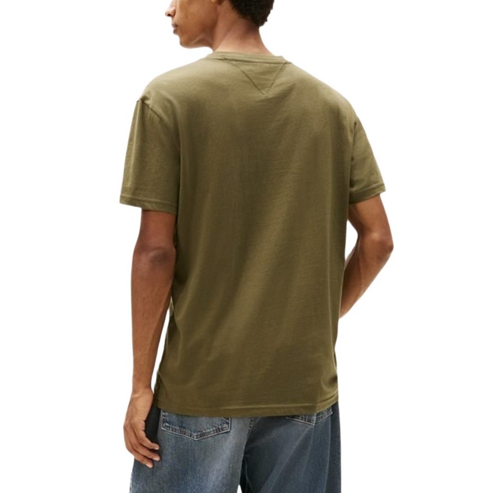 TOMMY JEANS REG LINEAR LOGO TEE EXT T-SHIRT ΜΠΛΟΥΖΑ ΑΝΔΡΙΚΗ KHAKI