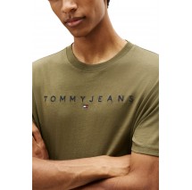 TOMMY JEANS REG LINEAR LOGO TEE EXT T-SHIRT ΜΠΛΟΥΖΑ ΑΝΔΡΙΚΗ KHAKI