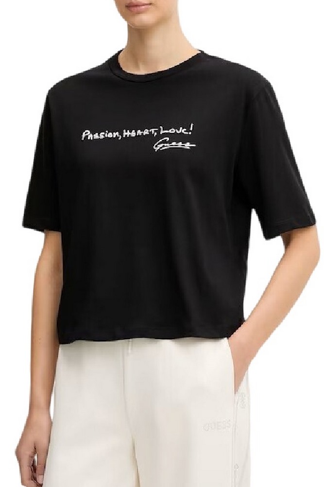 GUESS SOPHIE CN T-SHIRT ΜΠΛΟΥΖΑ ΓΥΝΑΙΚΕΙΑ BLACK