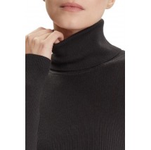 CALVIN KLEIN JEANS WOVEN LABEL ROLL NECK ΜΠΛΟΥΖΑ ΜΑΚΡΥΜΑΝΙΚΗ ΓΥΝΑΙΚΕΙΑ BLACK