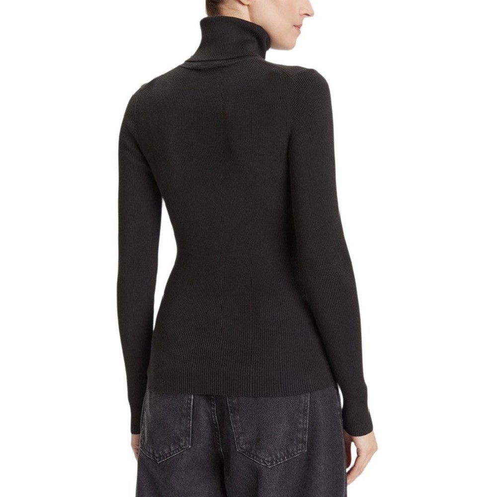 CALVIN KLEIN JEANS WOVEN LABEL ROLL NECK ΜΠΛΟΥΖΑ ΜΑΚΡΥΜΑΝΙΚΗ ΓΥΝΑΙΚΕΙΑ BLACK