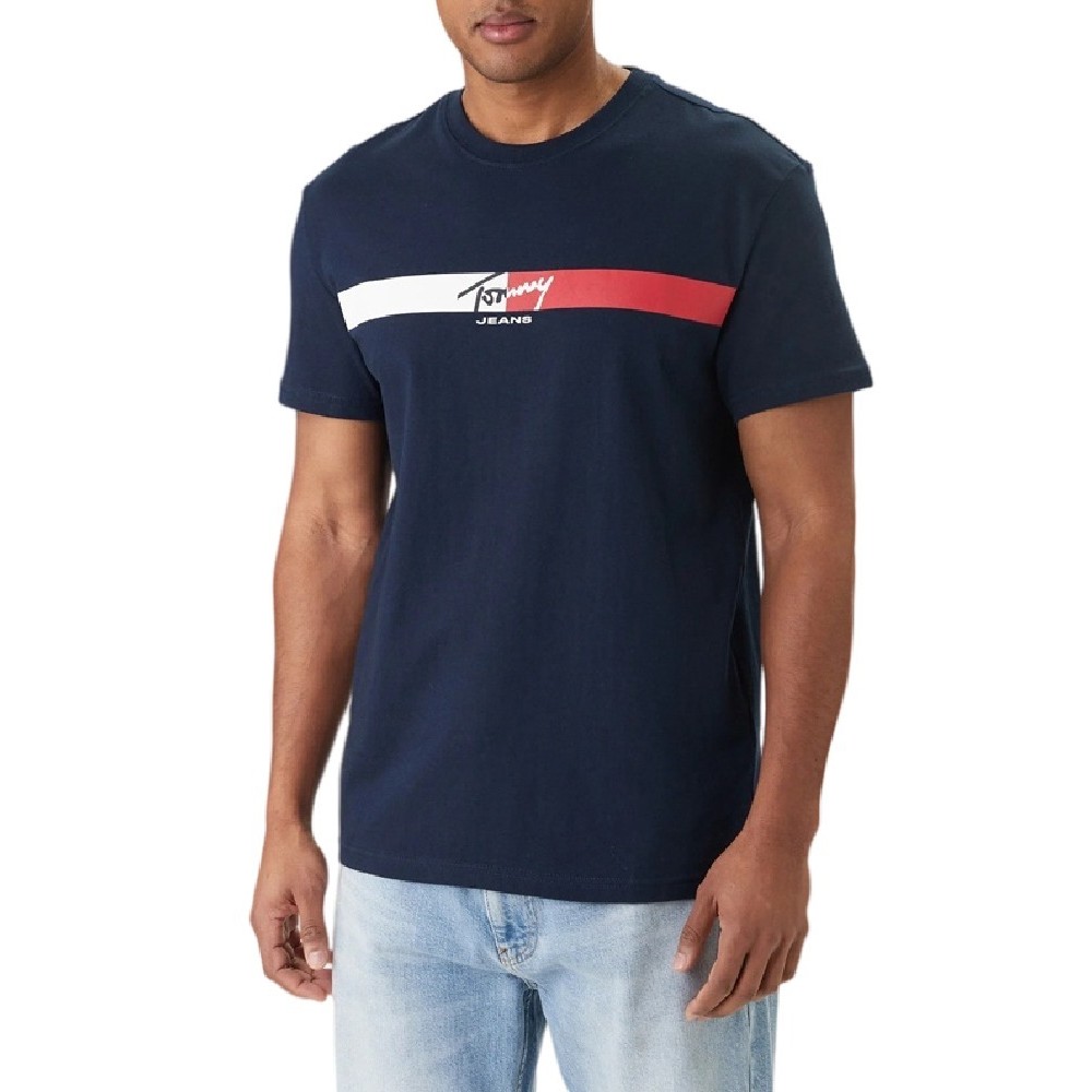 TOMMY JEANS REG SIGNATURE STRIPE T-SHIRT ΜΠΛΟΥΖΑ ΑΝΔΡΙΚΗ NAVY