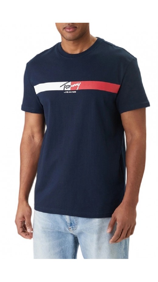 TOMMY JEANS REG SIGNATURE STRIPE T-SHIRT ΜΠΛΟΥΖΑ ΑΝΔΡΙΚΗ NAVY