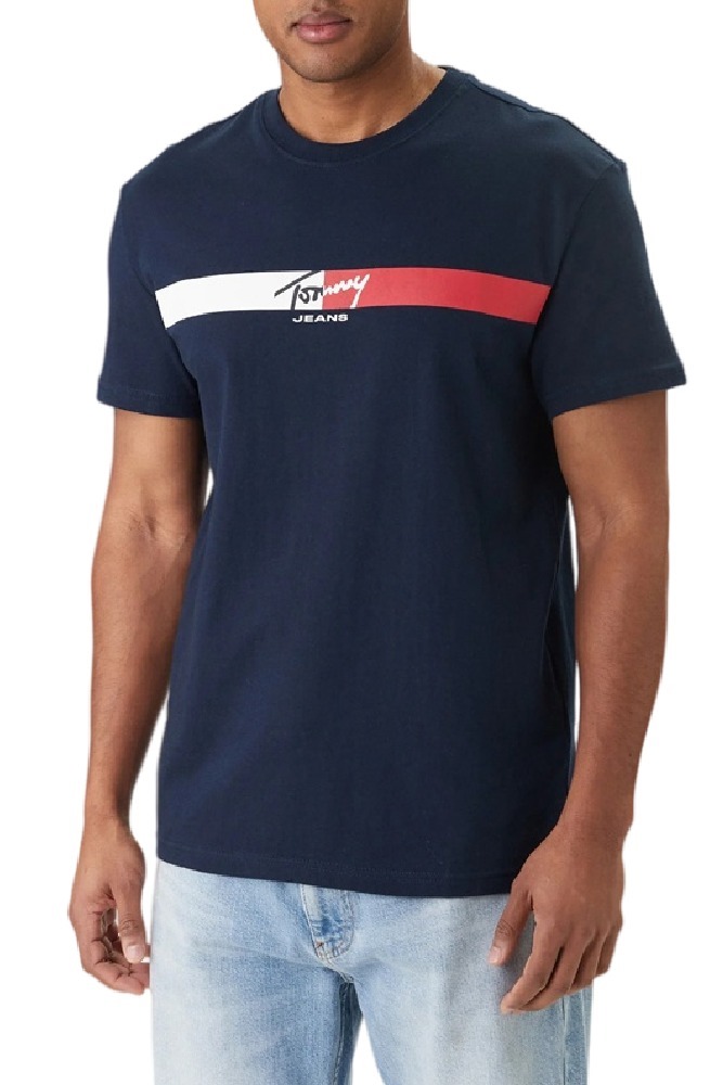 TOMMY JEANS REG SIGNATURE STRIPE T-SHIRT ΜΠΛΟΥΖΑ ΑΝΔΡΙΚΗ NAVY