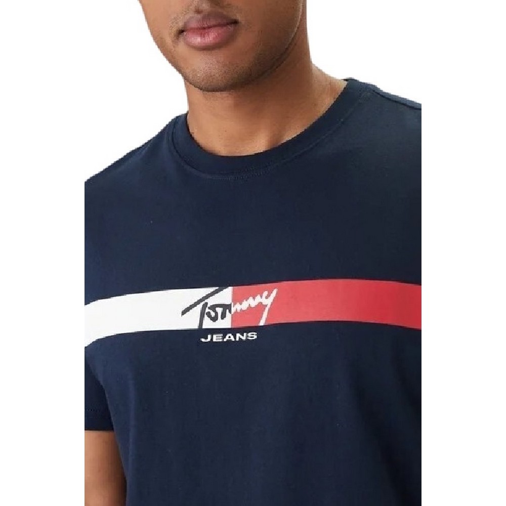 TOMMY JEANS REG SIGNATURE STRIPE T-SHIRT ΜΠΛΟΥΖΑ ΑΝΔΡΙΚΗ NAVY