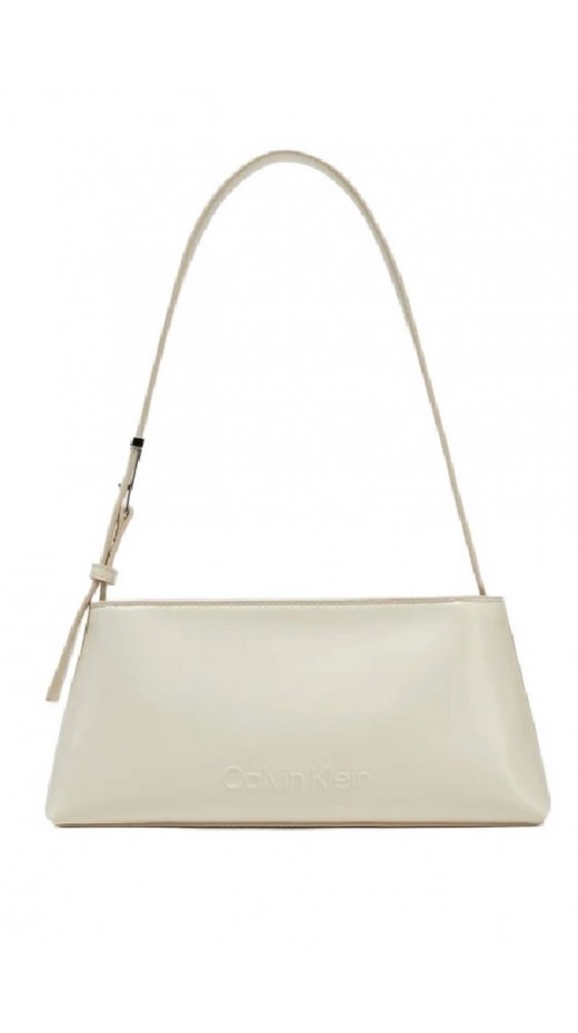 CALVIN KLEIN EMBOSSED LOGO SHOULDER BAG ΤΣΑΝΤΑ ΓΥΝΑΙΚΕΙΑ OFF WHITE