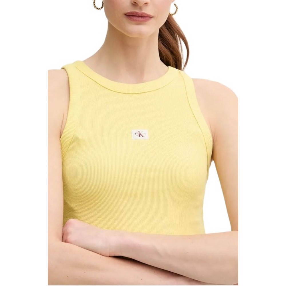 CALVIN KLEIN JEANS WASHED WOVEN LABEL RIB TANK TOP ΤΟΠ ΓΥΝΑΙΚΕΙΟ YELLOW