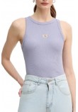 CALVIN KLEIN JEANS WASHED WOVEN LABEL RIB TANK TOP ΤΟΠ ΓΥΝΑΙΚΕΙΟ VIOLET