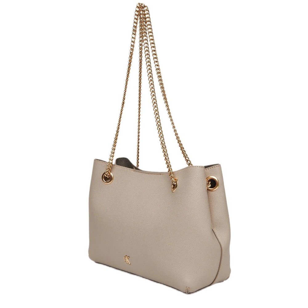 CALVIN KLEIN MNML MNGRM CHN SHLDR ΤΣΑΝΤΑ ΓΥΝΑΙΚΕΙΑ TAUPE