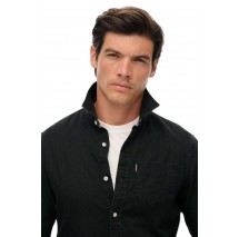 SUPERDRY D2 STUD ESSENTIALS L/S DENIM SHIRT ΠΟΥΚΑΜΙΣΟ ΑΝΔΡΙΚΟ BLACK