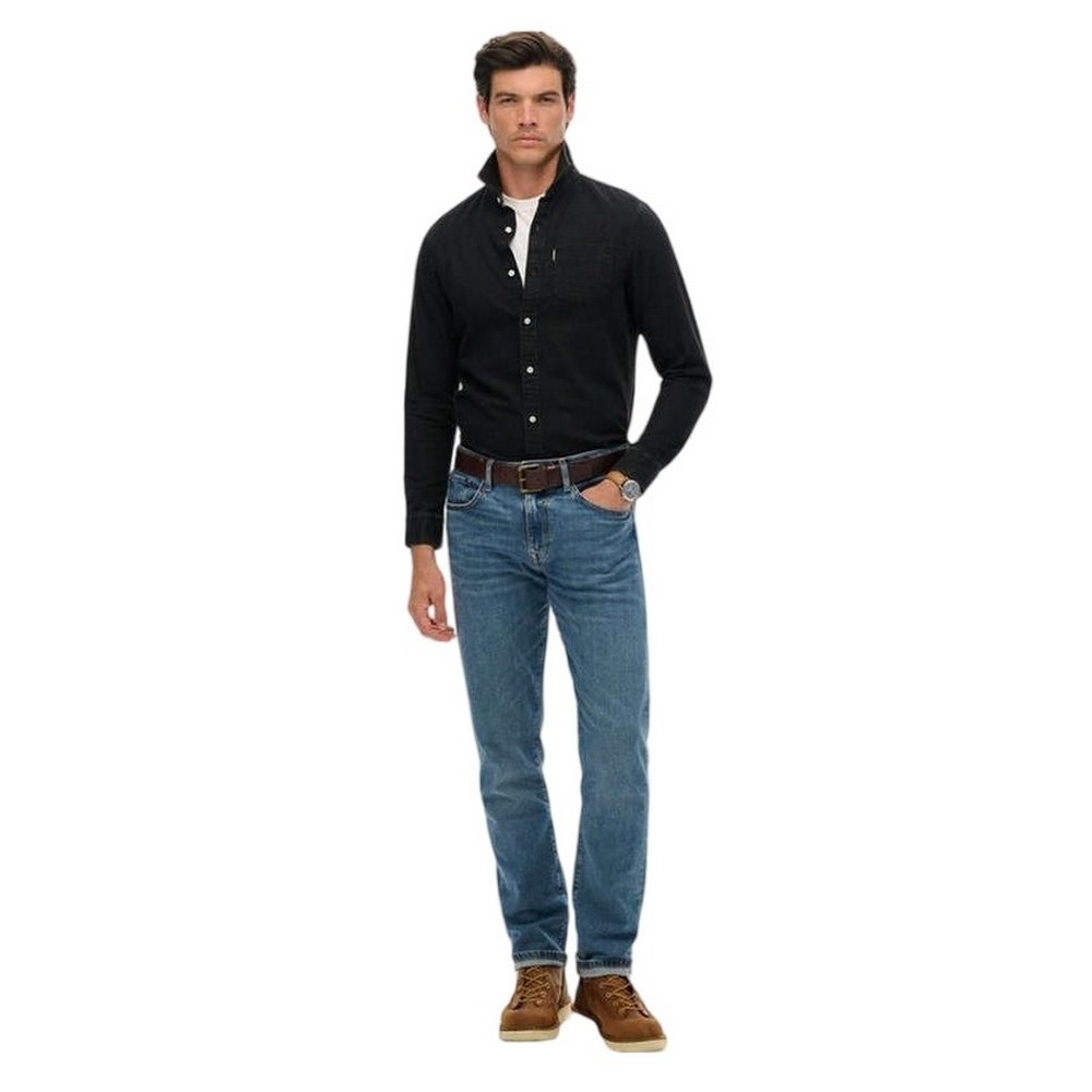 SUPERDRY D2 STUD ESSENTIALS L/S DENIM SHIRT ΠΟΥΚΑΜΙΣΟ ΑΝΔΡΙΚΟ BLACK