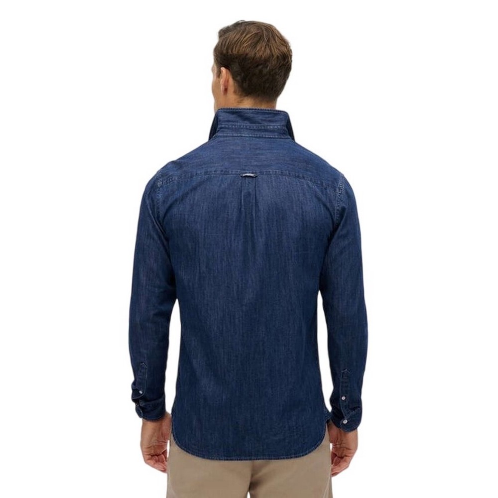 SUPERDRY D2 STUD ESSENTIALS L/S DENIM SHIRT ΠΟΥΚΑΜΙΣΟ ΑΝΔΡΙΚΟ BLUΕ DENIM