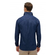 SUPERDRY D2 STUD ESSENTIALS L/S DENIM SHIRT ΠΟΥΚΑΜΙΣΟ ΑΝΔΡΙΚΟ BLUΕ DENIM