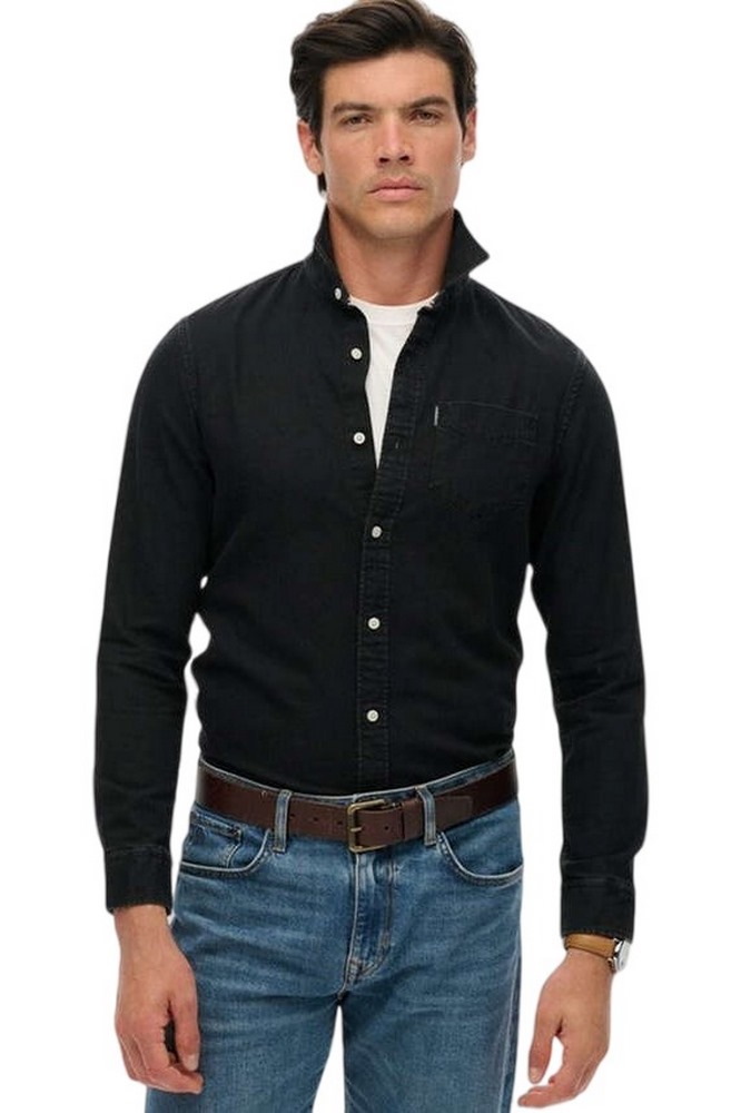 SUPERDRY D2 STUD ESSENTIALS L/S DENIM SHIRT ΠΟΥΚΑΜΙΣΟ ΑΝΔΡΙΚΟ BLACK