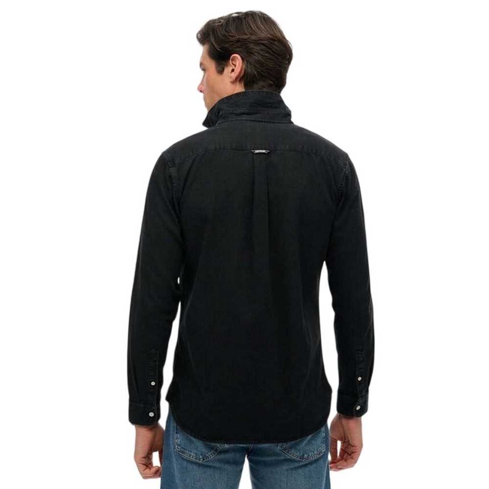 SUPERDRY D2 STUD ESSENTIALS L/S DENIM SHIRT ΠΟΥΚΑΜΙΣΟ ΑΝΔΡΙΚΟ BLACK