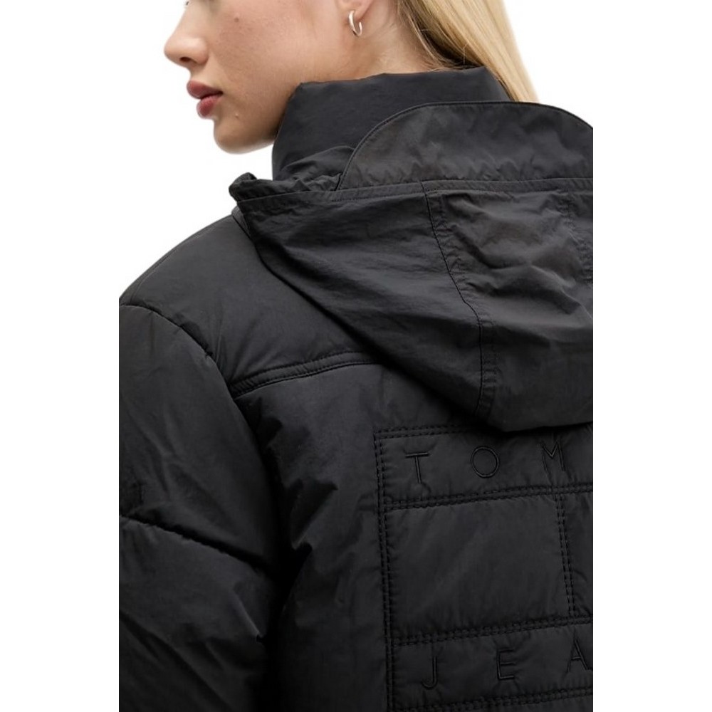 TOMMY JEANS FLAG BACK CROP ESS PUFFER ΜΠΟΥΦΑΝ ΓΥΝΑΙΚΕΙΟ BLACK