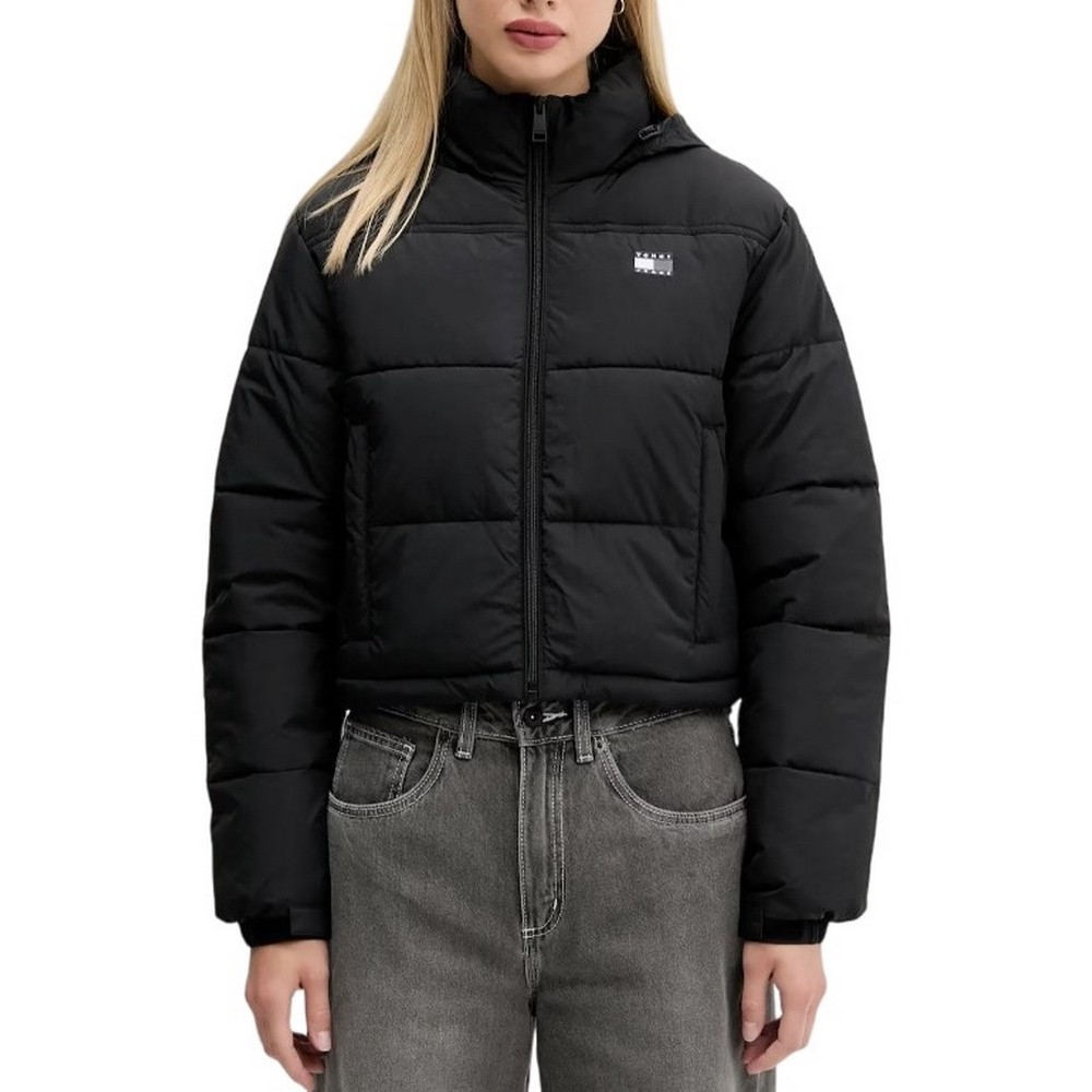 TOMMY JEANS FLAG BACK CROP ESS PUFFER ΜΠΟΥΦΑΝ ΓΥΝΑΙΚΕΙΟ BLACK
