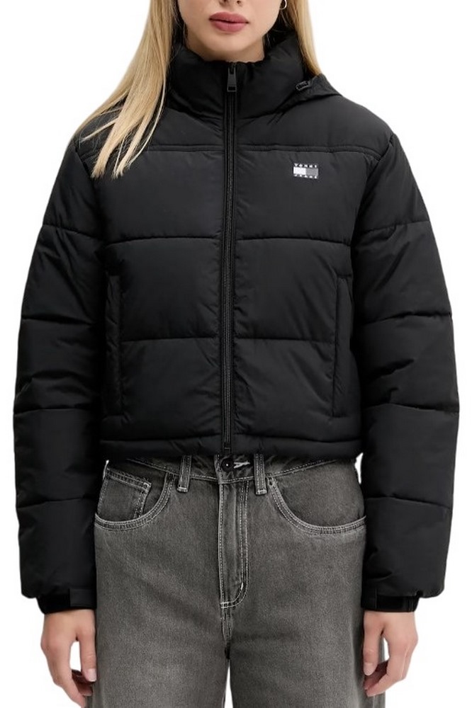 TOMMY JEANS FLAG BACK CROP ESS PUFFER ΜΠΟΥΦΑΝ ΓΥΝΑΙΚΕΙΟ BLACK