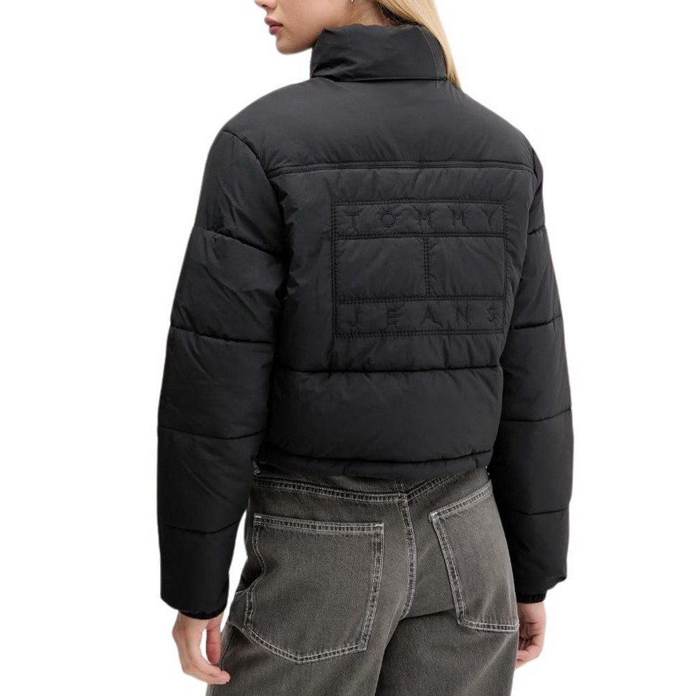 TOMMY JEANS FLAG BACK CROP ESS PUFFER ΜΠΟΥΦΑΝ ΓΥΝΑΙΚΕΙΟ BLACK