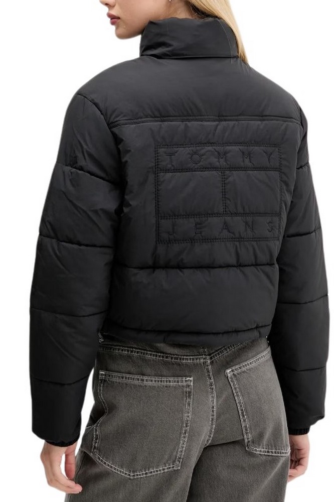 TOMMY JEANS FLAG BACK CROP ESS PUFFER ΜΠΟΥΦΑΝ ΓΥΝΑΙΚΕΙΟ BLACK