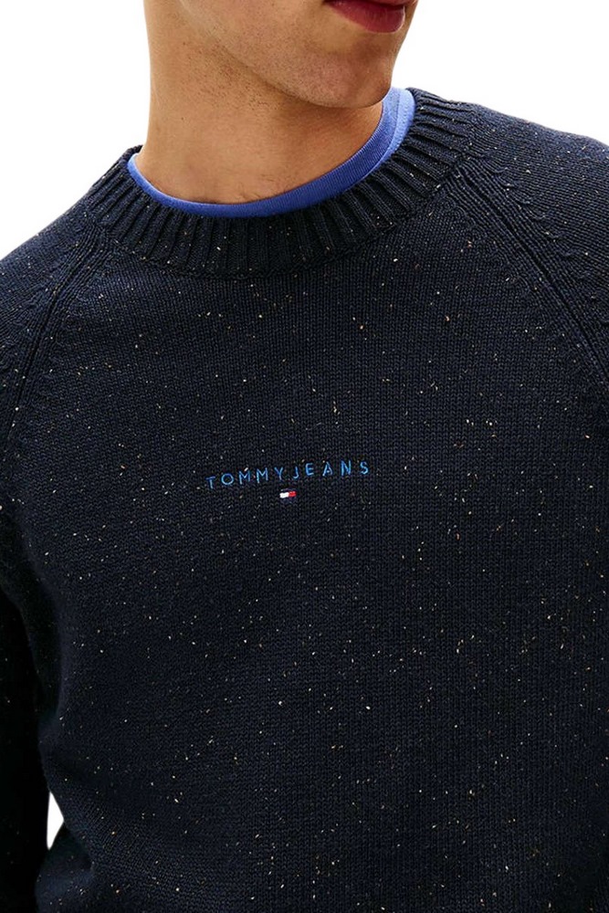 TOMMY JEANS SLIM LINEAR RAGLAN SWEATER ΜΠΛΟΥΖΑ ΠΛΕΚΤΗ ΑΝΔΡΙΚΗ DARK NAVY