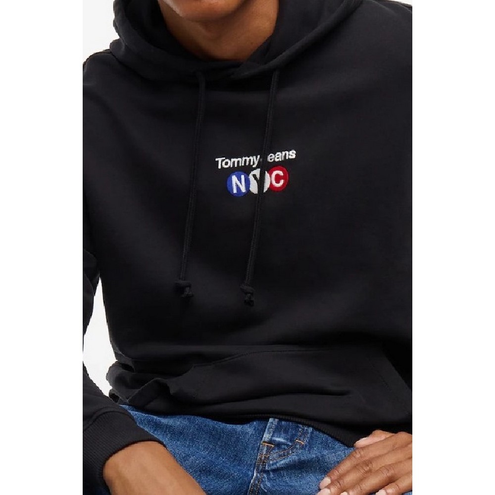 TOMMY JEANS REG NYC HOODIE EXT ΜΠΛΟΥΖΑ ΦΟΥΤΕΡ ΑΝΔΡΙΚΗ BLACK