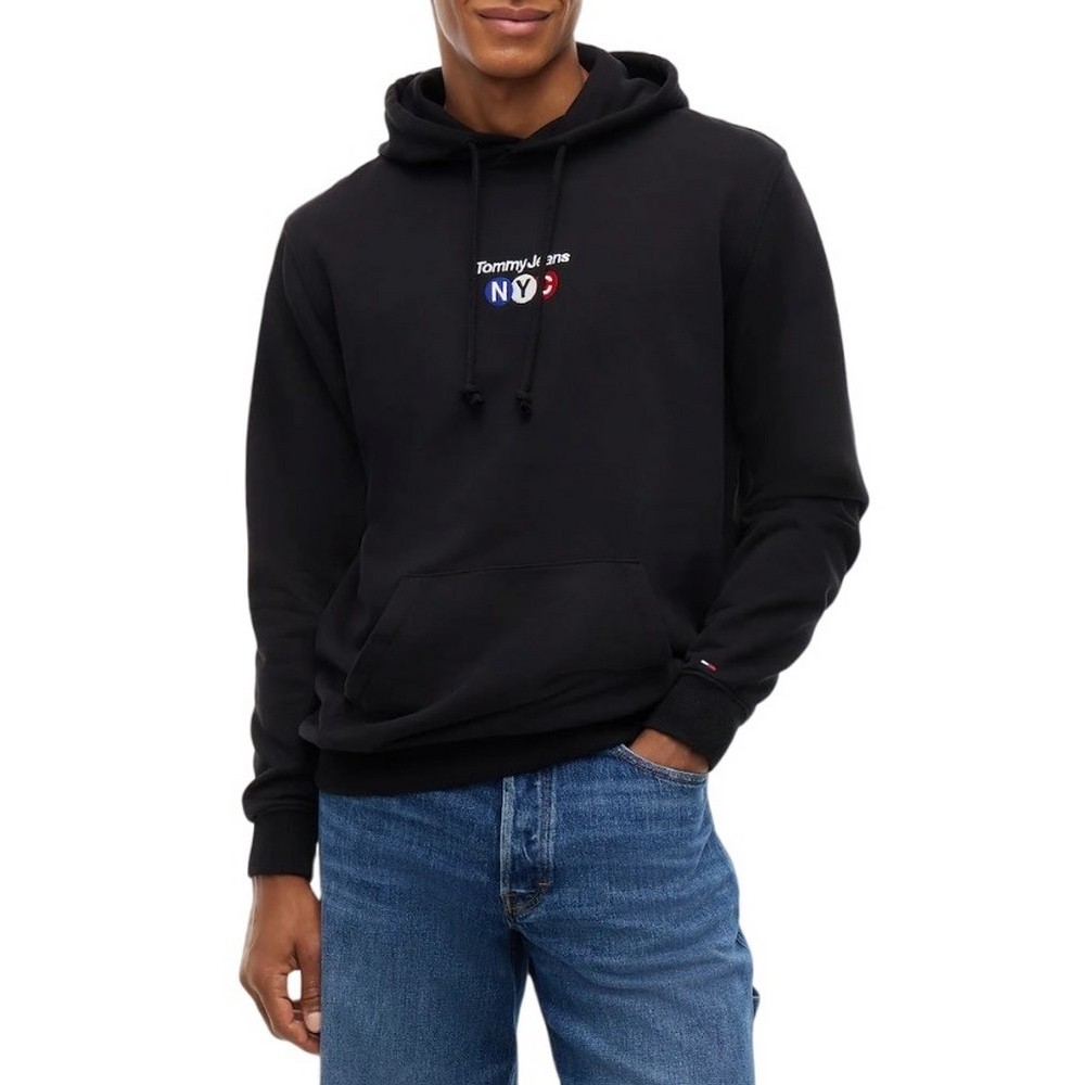 TOMMY JEANS REG NYC HOODIE EXT ΜΠΛΟΥΖΑ ΦΟΥΤΕΡ ΑΝΔΡΙΚΗ BLACK