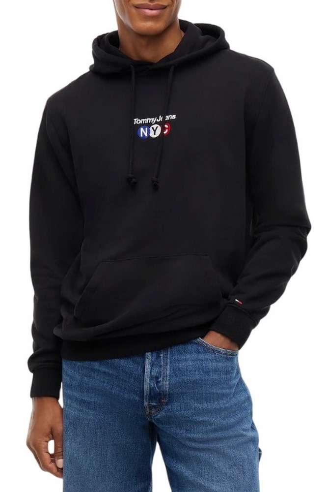 TOMMY JEANS REG NYC HOODIE EXT ΜΠΛΟΥΖΑ ΦΟΥΤΕΡ ΑΝΔΡΙΚΗ BLACK