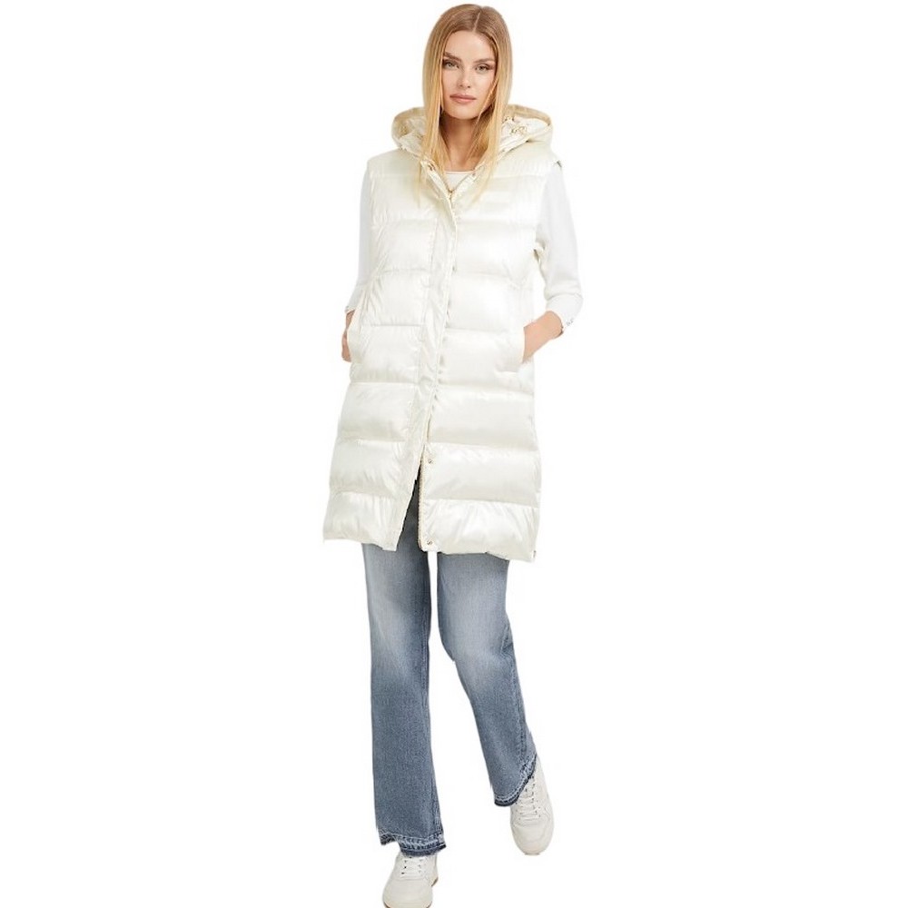 GUESS NOEMI PADDED LONG VE ΜΠΟΥΦΑΝ-ΓΙΛΕΚΟ ΓΥΝΑΙΚΕΙΟ WHITE