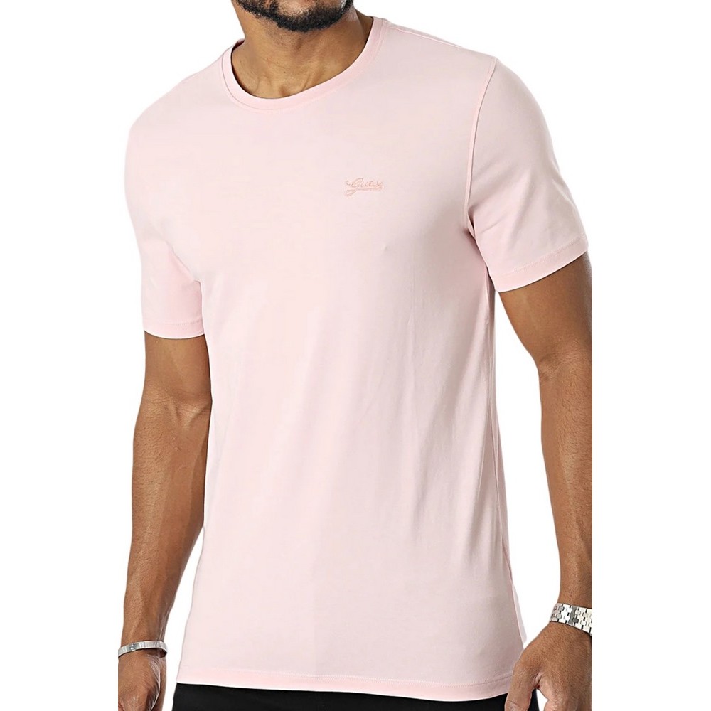 GUESS BASIC PIMA T-SHIRT ΜΠΛΟΥΖΑ ΑΝΔΡΙΚΗ PINK