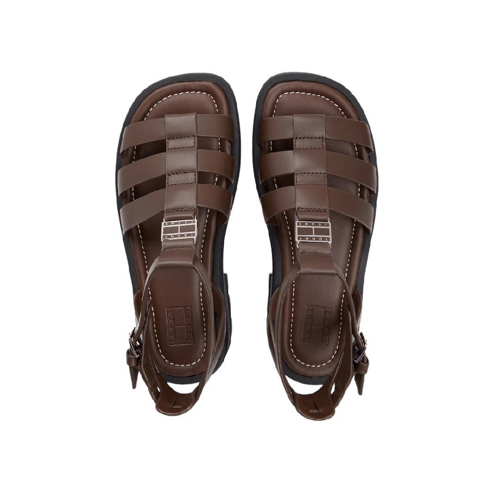 TOMMY JEANS FISHERMAN LEATHER MAX SANDAL ΠΕΔΙΛΟ ΓΥΝΑΙΚΕΙΟ BROWN