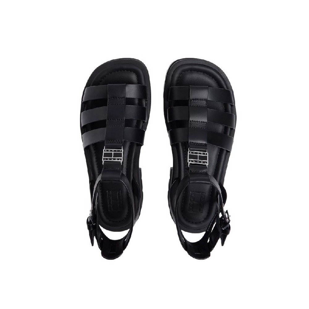 TOMMY JEANS FISHERMAN LEATHER MAX SANDAL ΠΕΔΙΛΟ ΓΥΝΑΙΚΕΙΟ BLACK